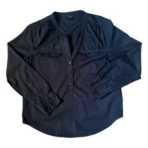 J.Crew Garment-Dyed Safari Popover Shirt Black Small